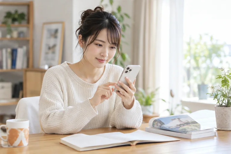 スマートフォンでWEB登録をする求職者